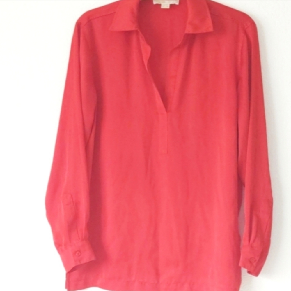 Michael Kors V Neck Long Sleeve Red S